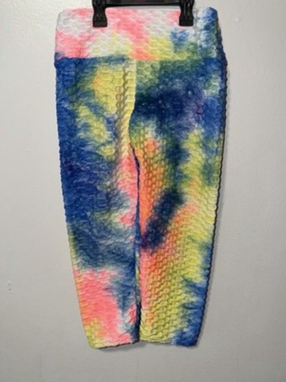 Kids Tie-Dye Textured Leggings - Neon Pink, Blue & Yellow